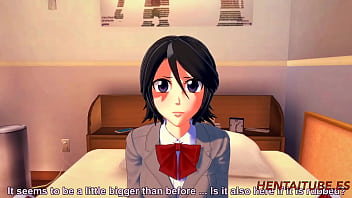 Bleach Hentai – Rukia Triple blowjob multiorgasm