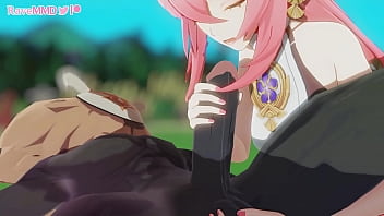 Genshin Impact Yae Miko sucks and fucks a Hilichurl
