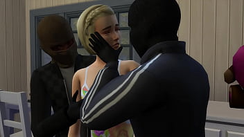 Petite Blonde Teen Satisfy Two Big Black Cocks to Save Her House from (Promo) | The Sims/ 3D Hentai